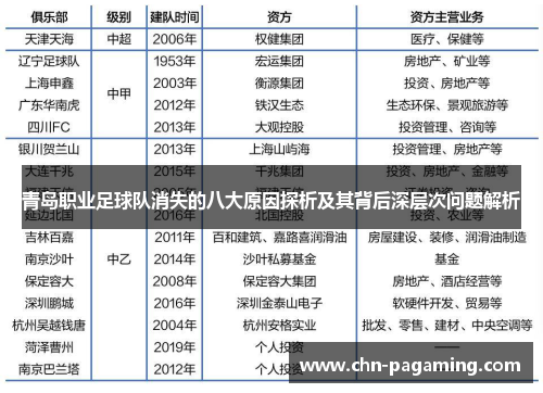 青岛职业足球队消失的八大原因探析及其背后深层次问题解析