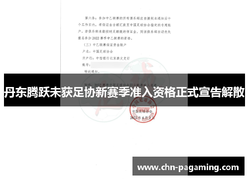 丹东腾跃未获足协新赛季准入资格正式宣告解散